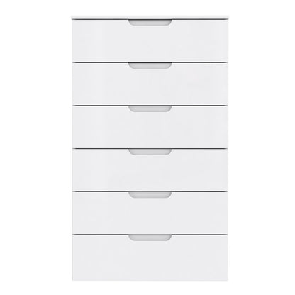 Sienna Chest of 6 Drawers in White/White High Gloss