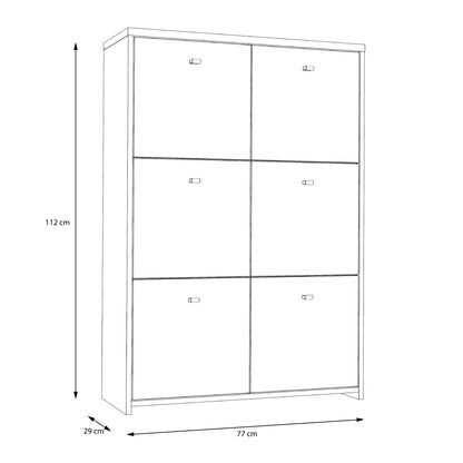 Best Chest Storage Cabinet with 6 Doors in Artisan Oak/White