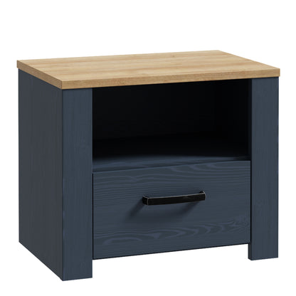 Bohol 1 Drawer Bedside in Navy/Oak