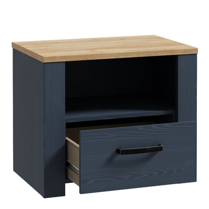 Bohol 1 Drawer Bedside in Navy/Oak