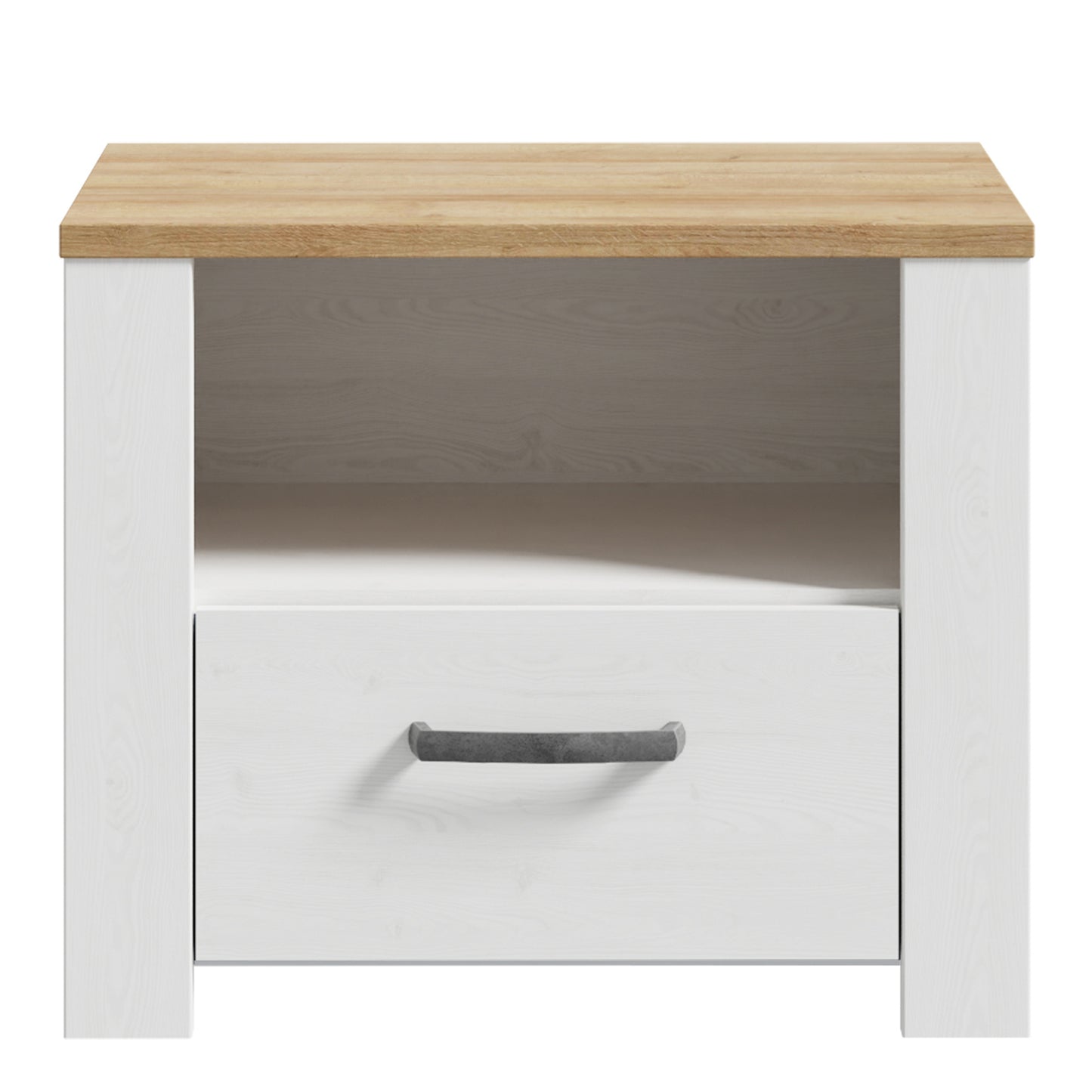 Bohol 1 Drawer Bedside in White/Riviera Oak