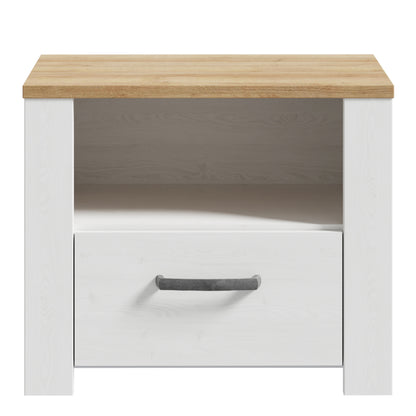 Bohol 1 Drawer Bedside in White/Riviera Oak