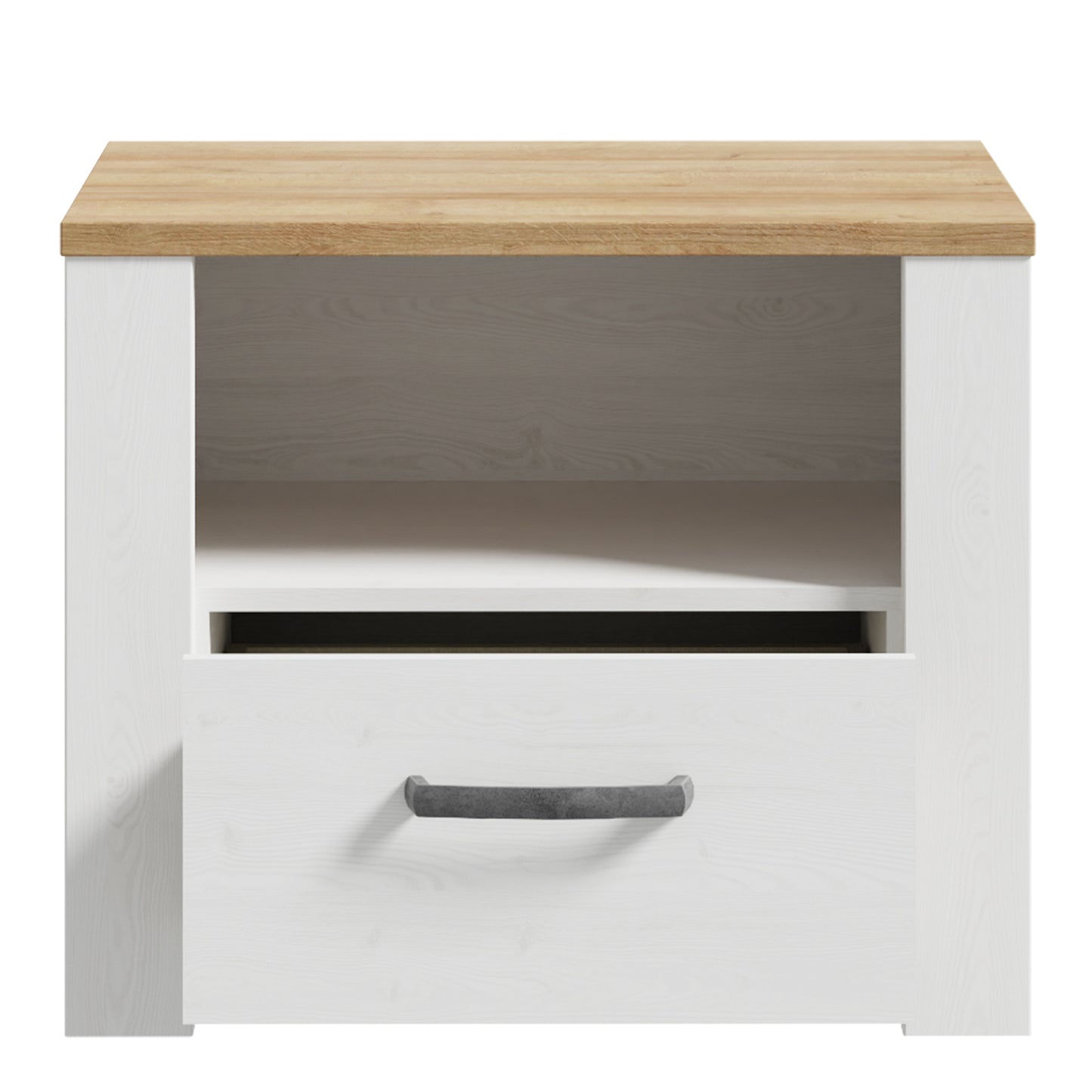 Bohol 1 Drawer Bedside in White/Riviera Oak