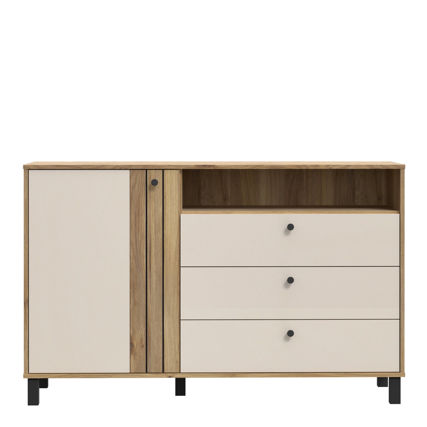 Grafton 1 Door 3 Drawer Chest In Cream and Oak