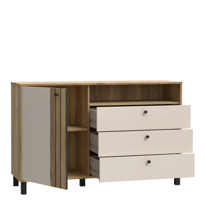 Grafton 1 Door 3 Drawer Chest In Cream and Oak