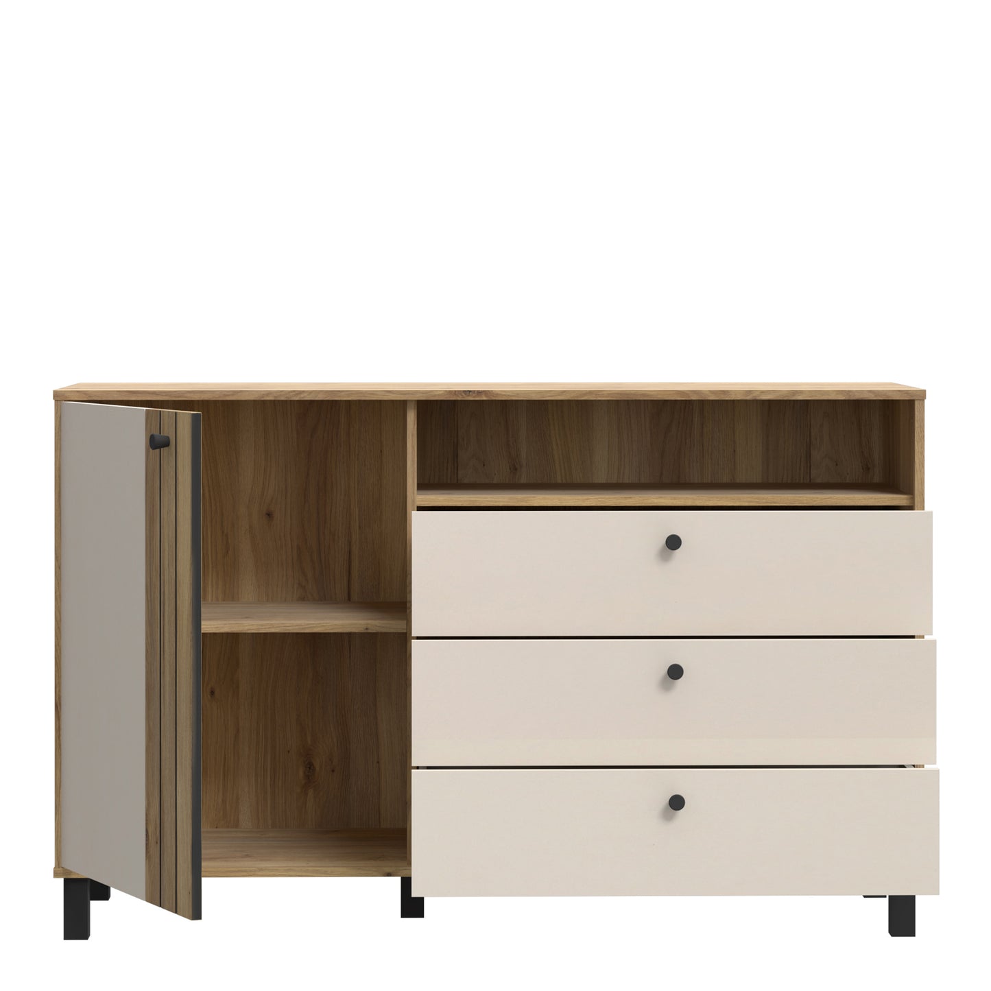 Grafton 1 Door 3 Drawer Chest In Cream and Oak