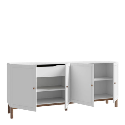 Wensley 4 Door 1 Drawer Sideboard in Light Grey and Oak