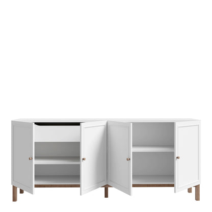 Wensley 4 Door 1 Drawer Sideboard in Light Grey and Oak