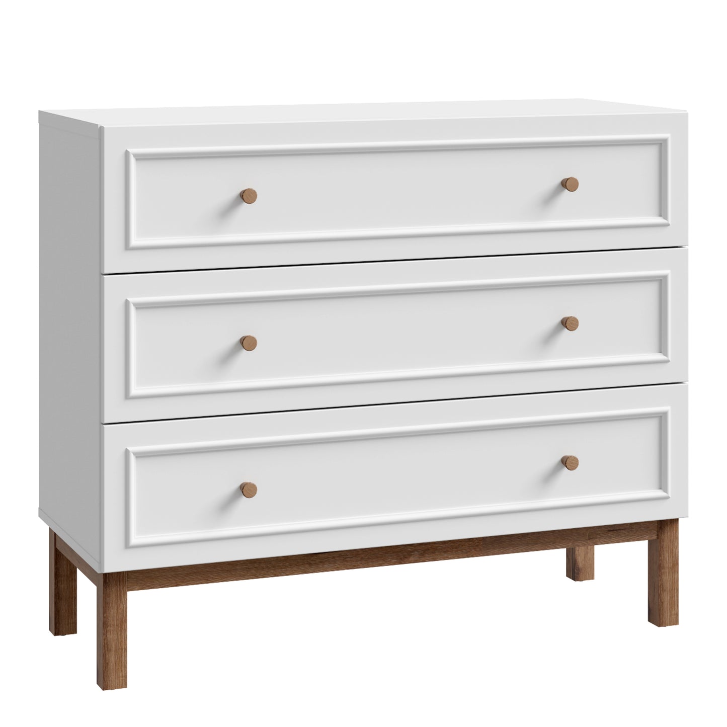 Wensley 3 Drawer Chest in Light Grey and Oak