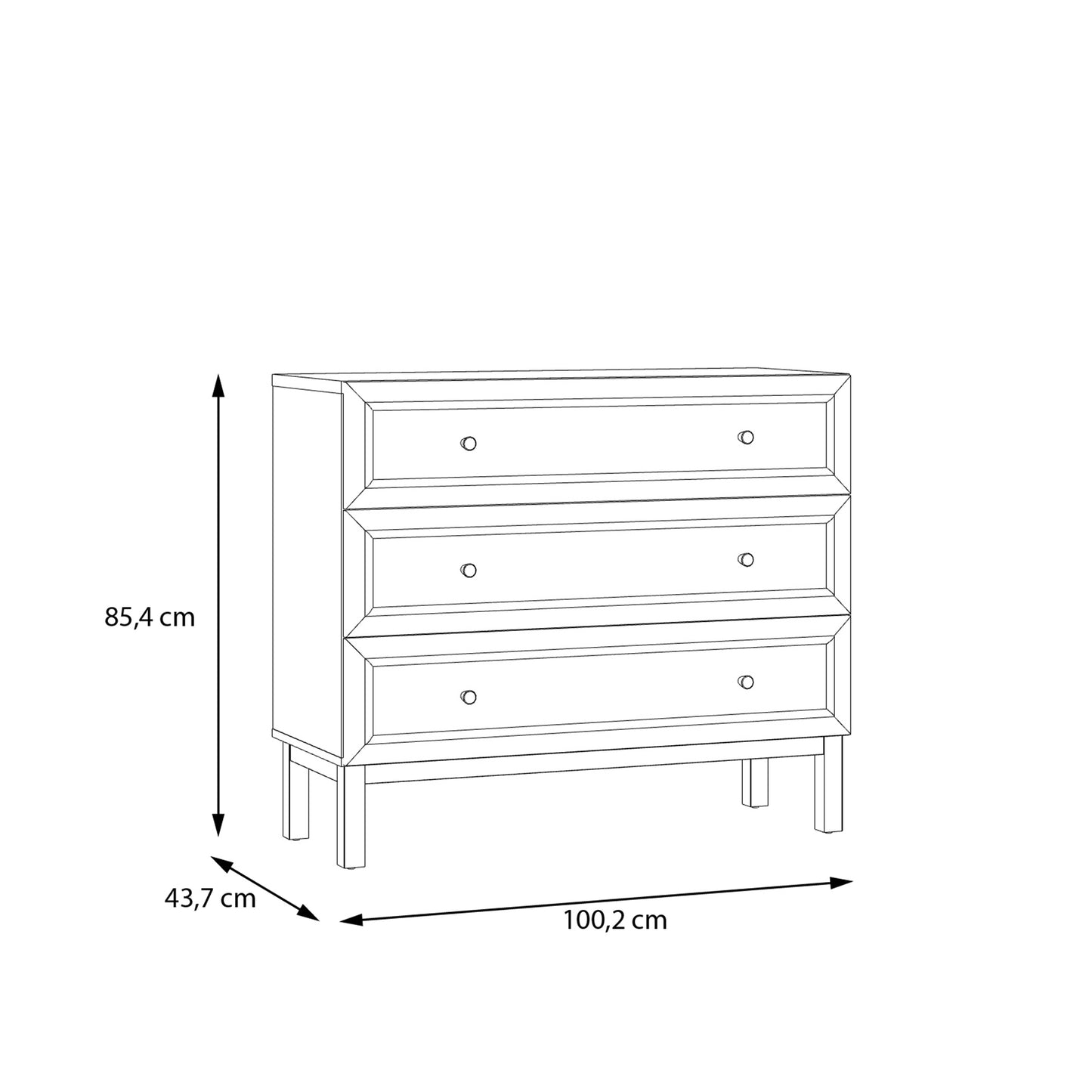 Wensley 3 Drawer Chest in Light Grey and Oak