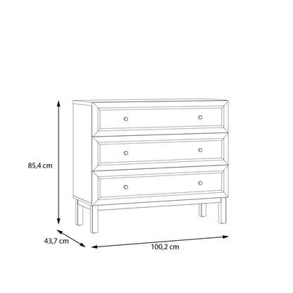 Wensley 3 Drawer Chest in Light Grey and Oak