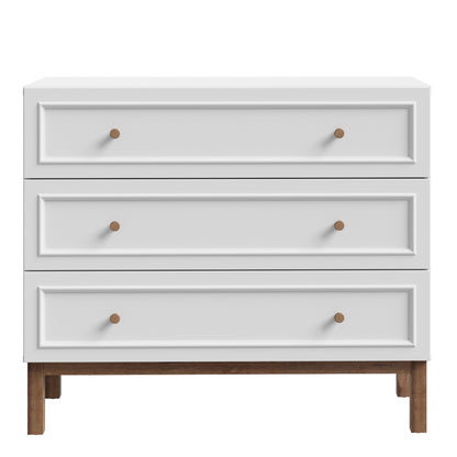 Wensley 3 Drawer Chest in Light Grey and Oak