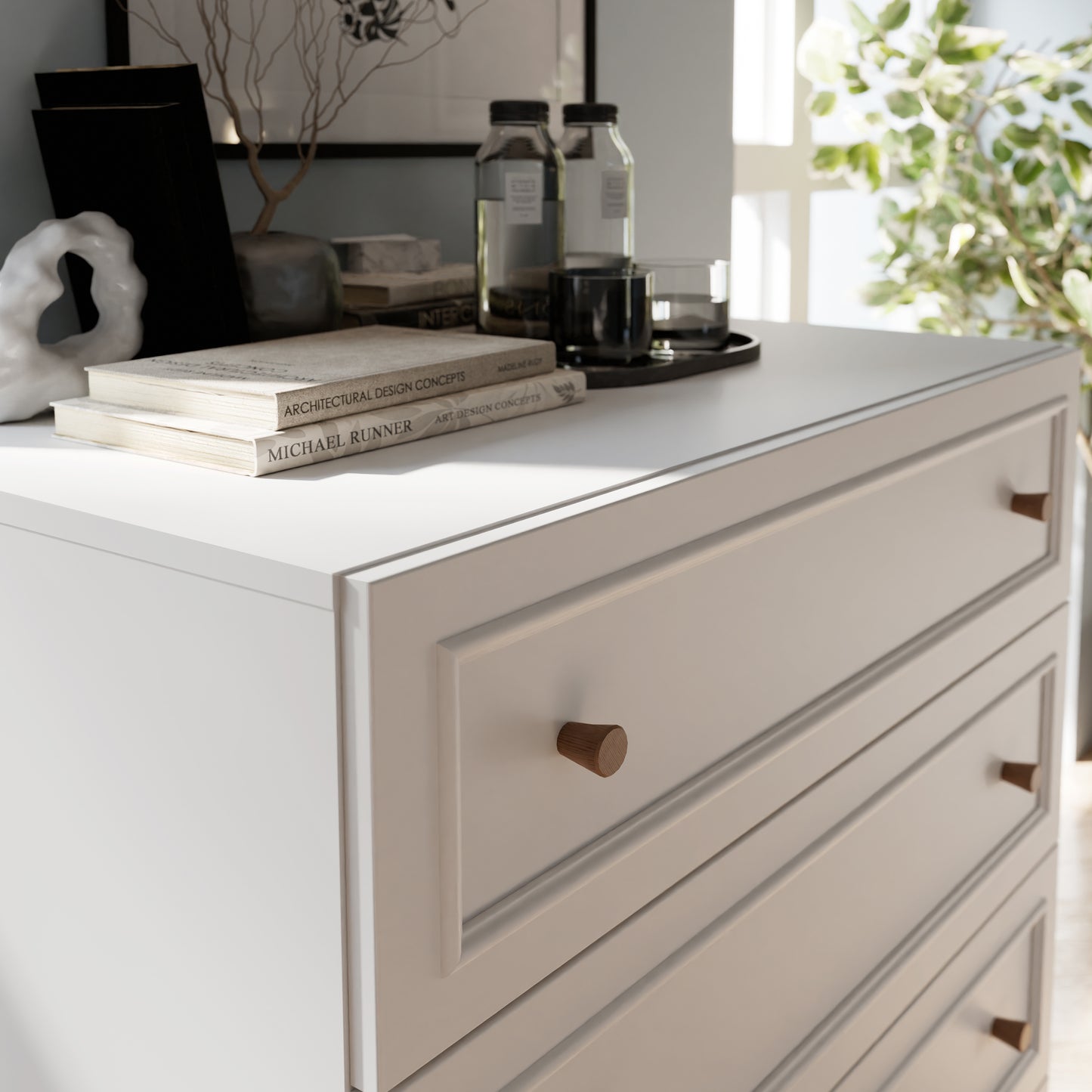 Wensley 3 Drawer Chest in Light Grey and Oak