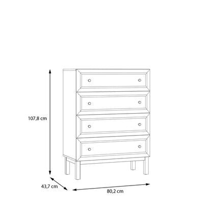 Wensley 4 Drawer Chest in Light Grey and Oak