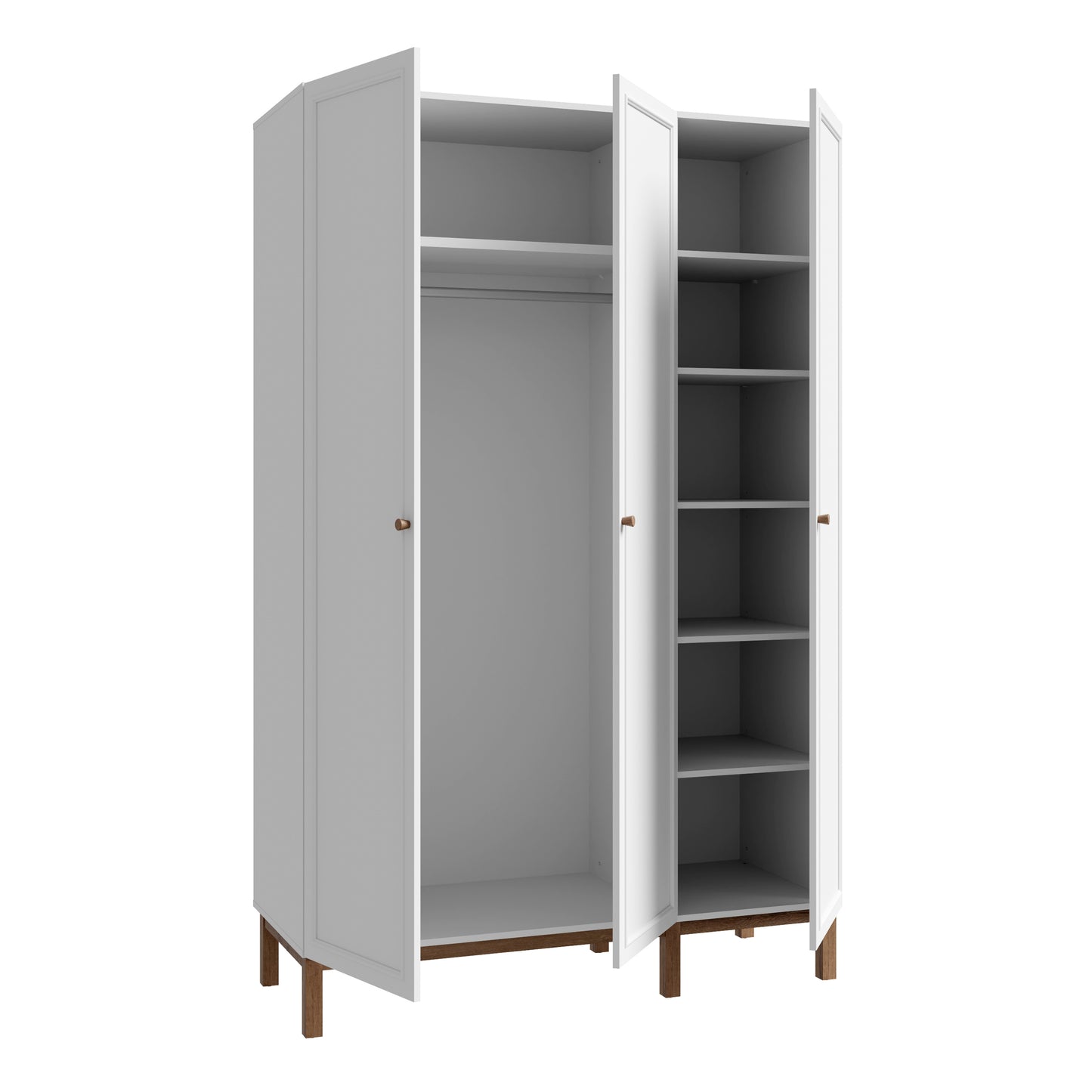 Wensley 3 Door Wardrobe in Light Grey and Oak