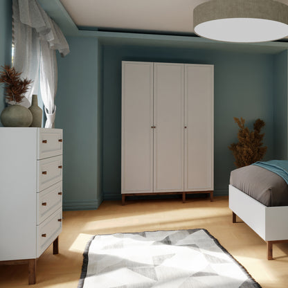 Wensley 3 Door Wardrobe in Light Grey and Oak