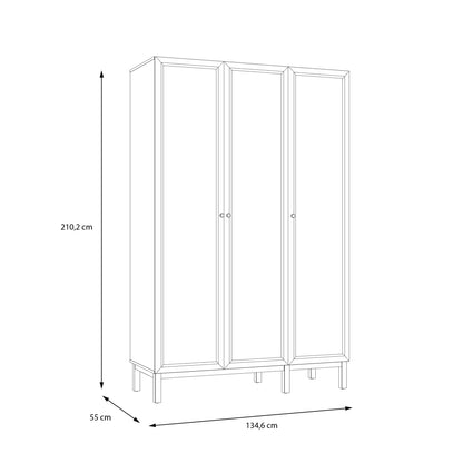 Wensley 3 Door Wardrobe in Light Grey and Oak