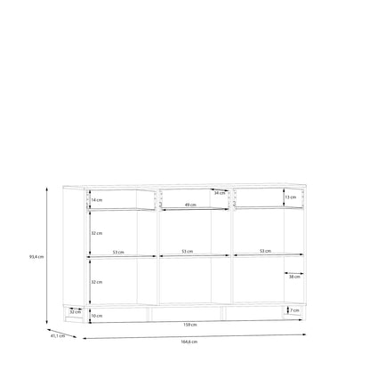 Sali 3 Door 3 Drawer Chest in Light Grey