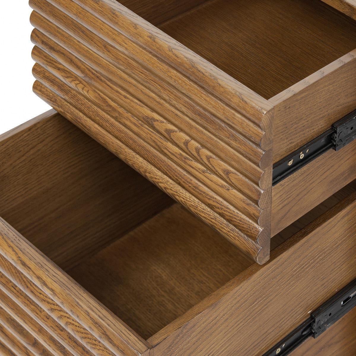 Evie Ribbed Walnut Chest of Drawers