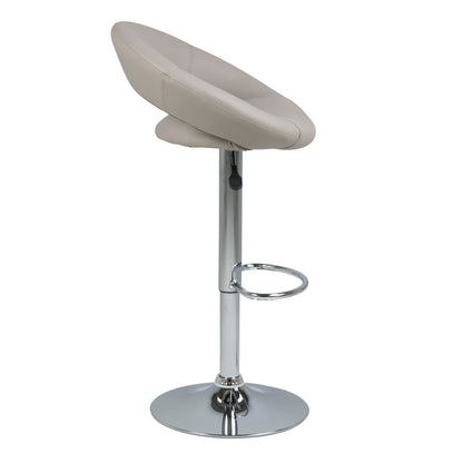 Plump Light Grey Swivel Bar Stool with Open Back