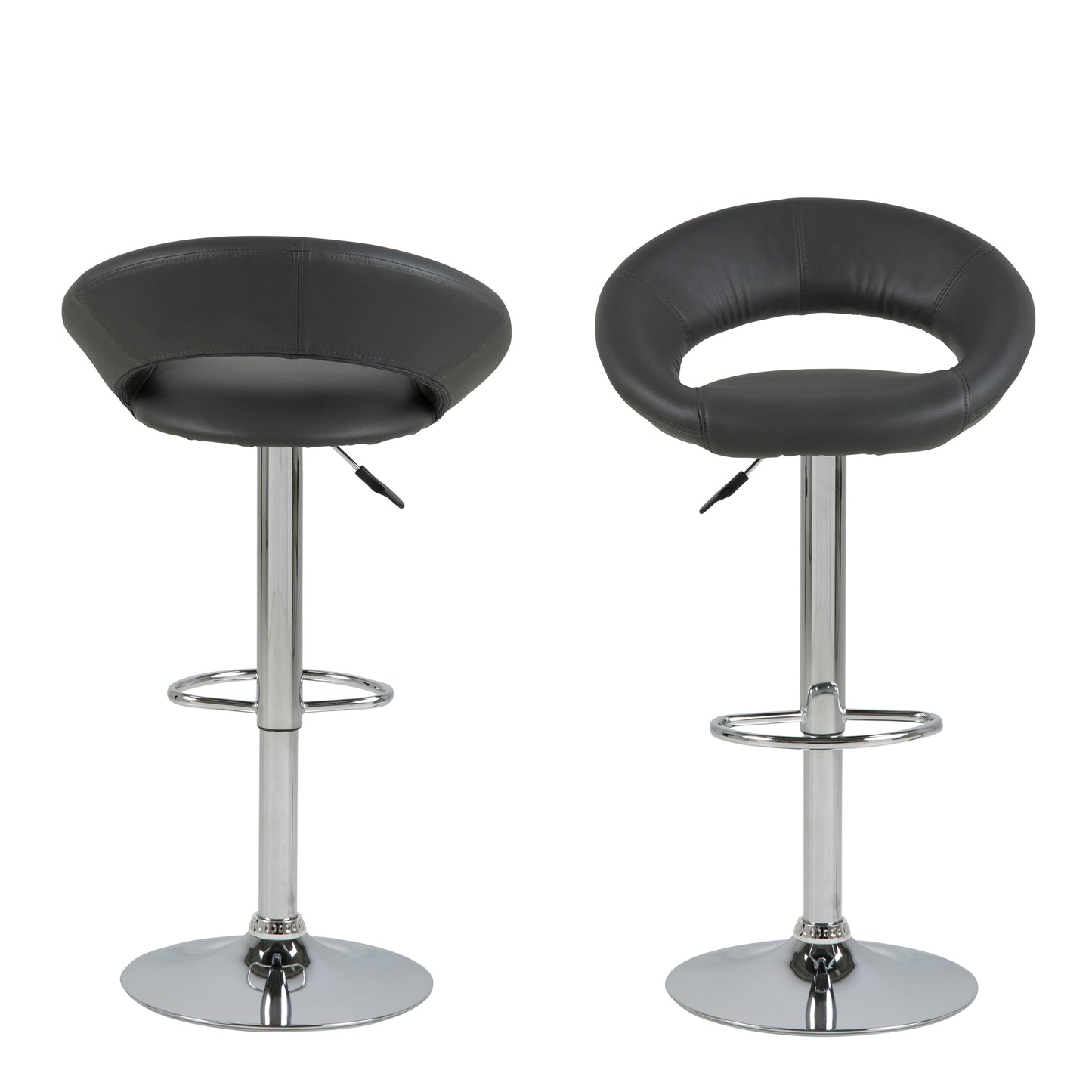 Plump Black Swivel Bar Stool with Open Back