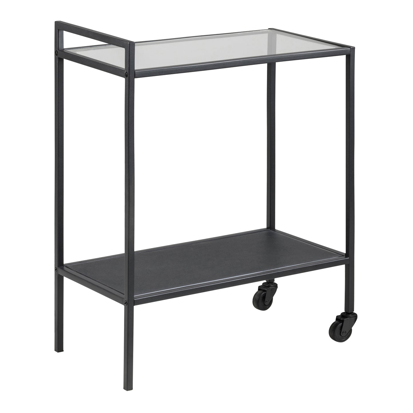 Seaford Black Metal Serving Trolley with Glass Top