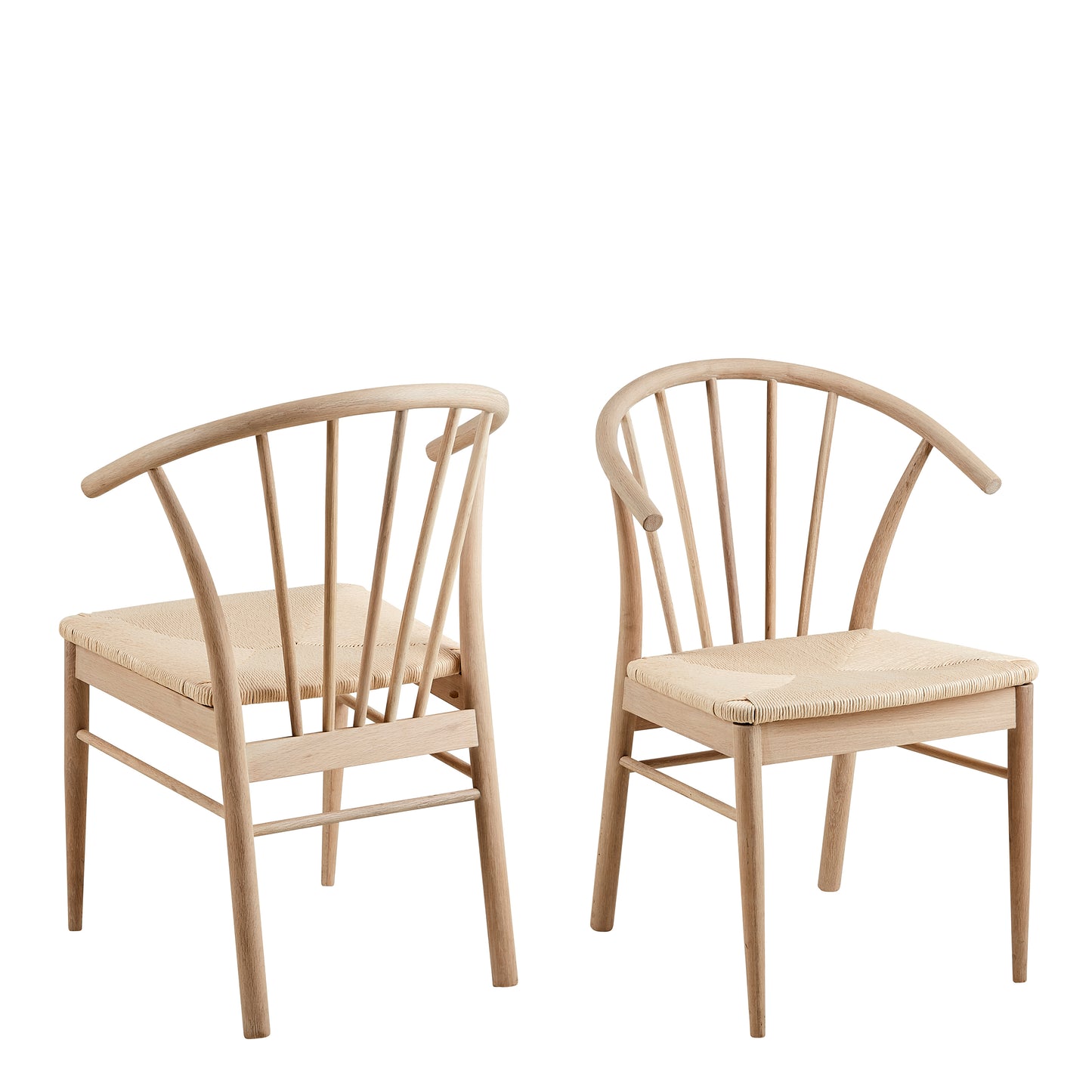 Cassandra Dining Chair with Armrest in White Oak Set of 2