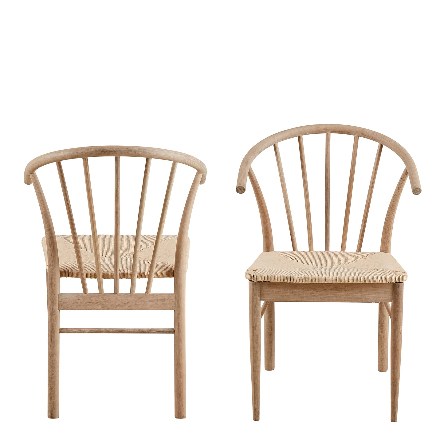 Cassandra Dining Chair with Armrest in White Oak Set of 2