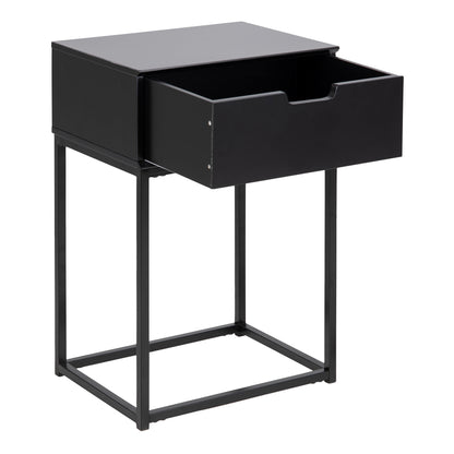 Mitra 1 Drawer Bedside Table in Black