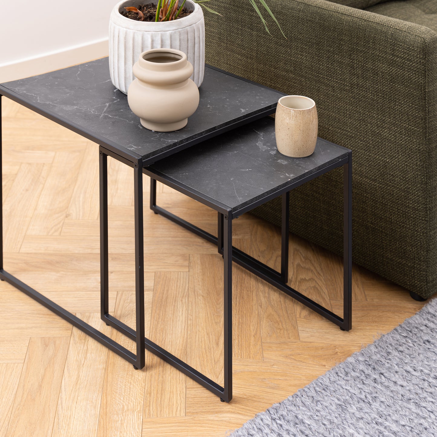 Infinity Nest of Tables in Black Matt Set of 2