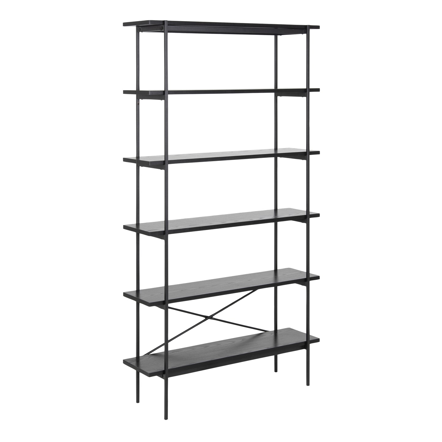 Angus Bookcase with 5 Shelves in Black