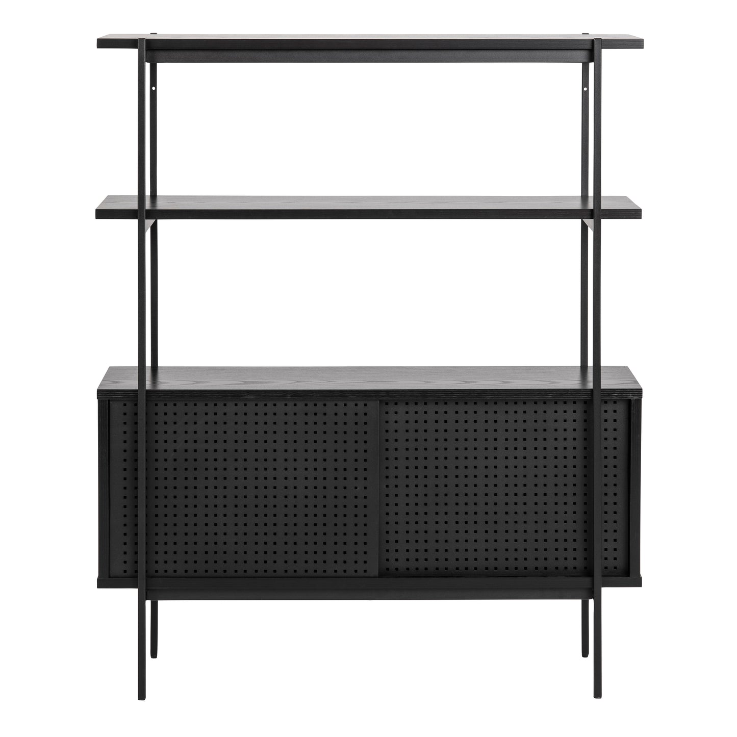 Angus Small Bookcase with 2 Sliding Doors in Black