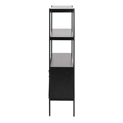 Angus Small Bookcase with 2 Sliding Doors in Black