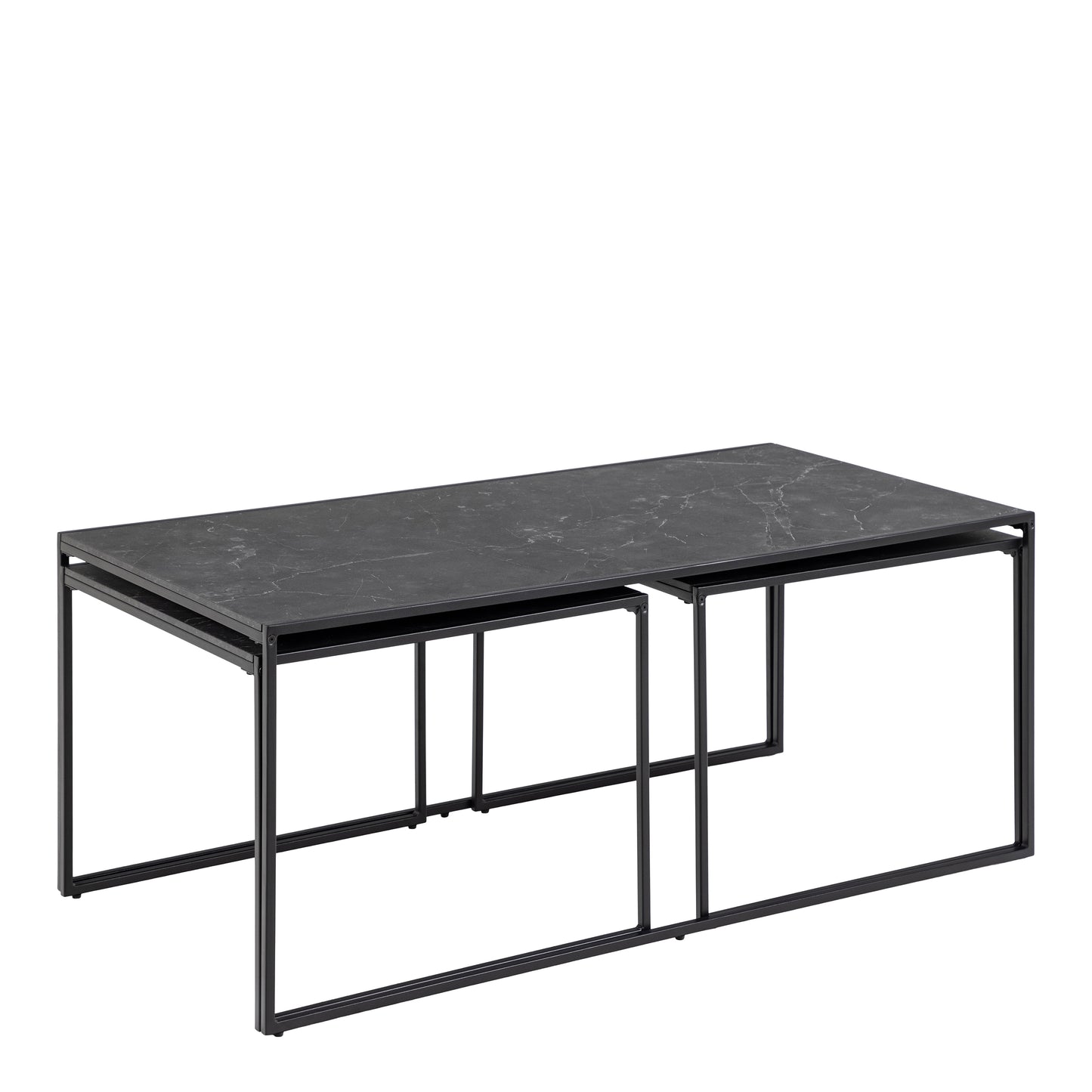 Infinity Square/Coffee Table Setin Matt Black Set of 3