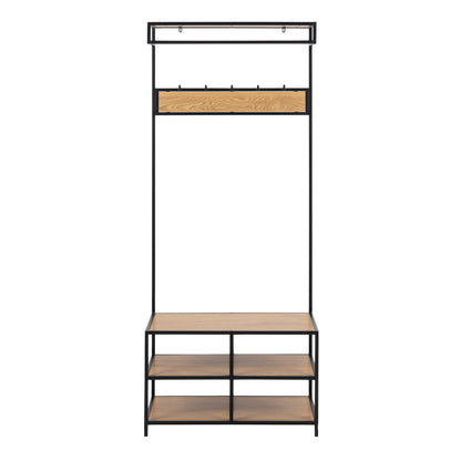 Seaford Clothes Rack with 3 Shelves in Black and Oak