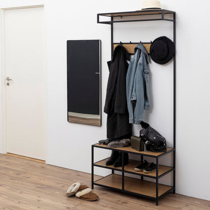 Seaford Clothes Rack with 3 Shelves in Black and Oak