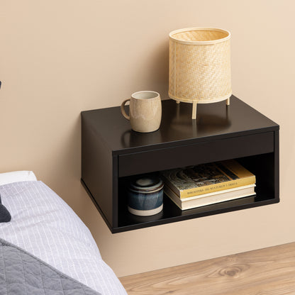 Cholet Square Bedside Table with 1 Drawer in Black