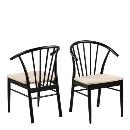 Cassandra Dining Chair with Armrest in Black Set of 2