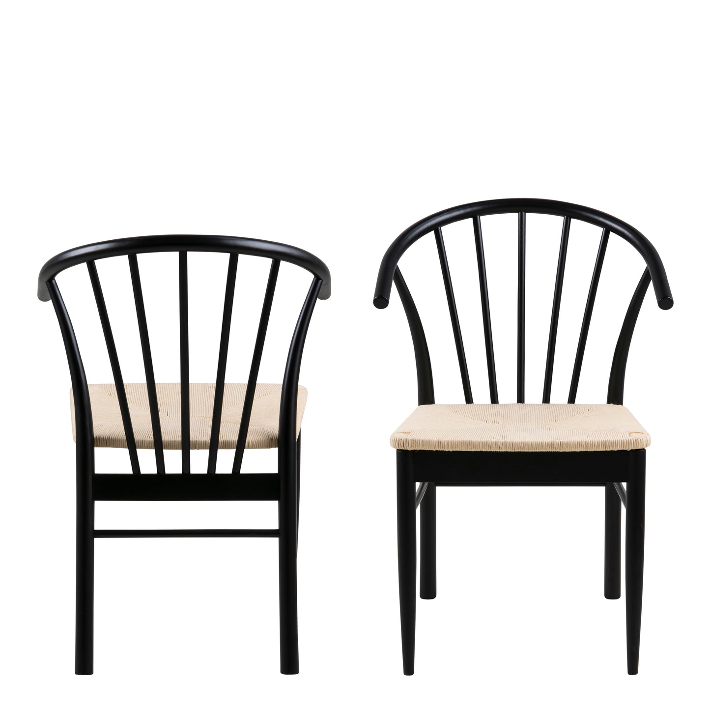 Cassandra Dining Chair with Armrest in Black Set of 2