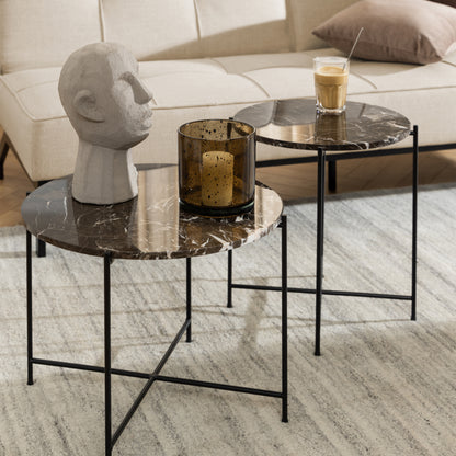 Avila Side Table with Brown Marble Top 42x45cm