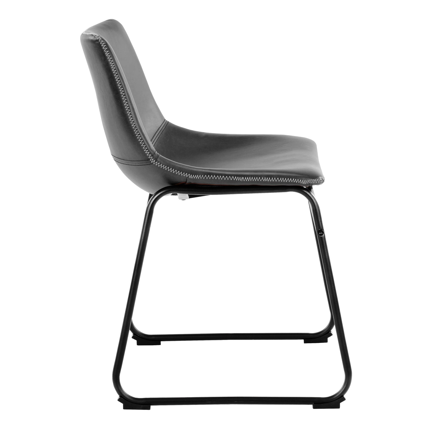 I_Oregon Dining Chair In Black with Cream Stitching, Set of 2.