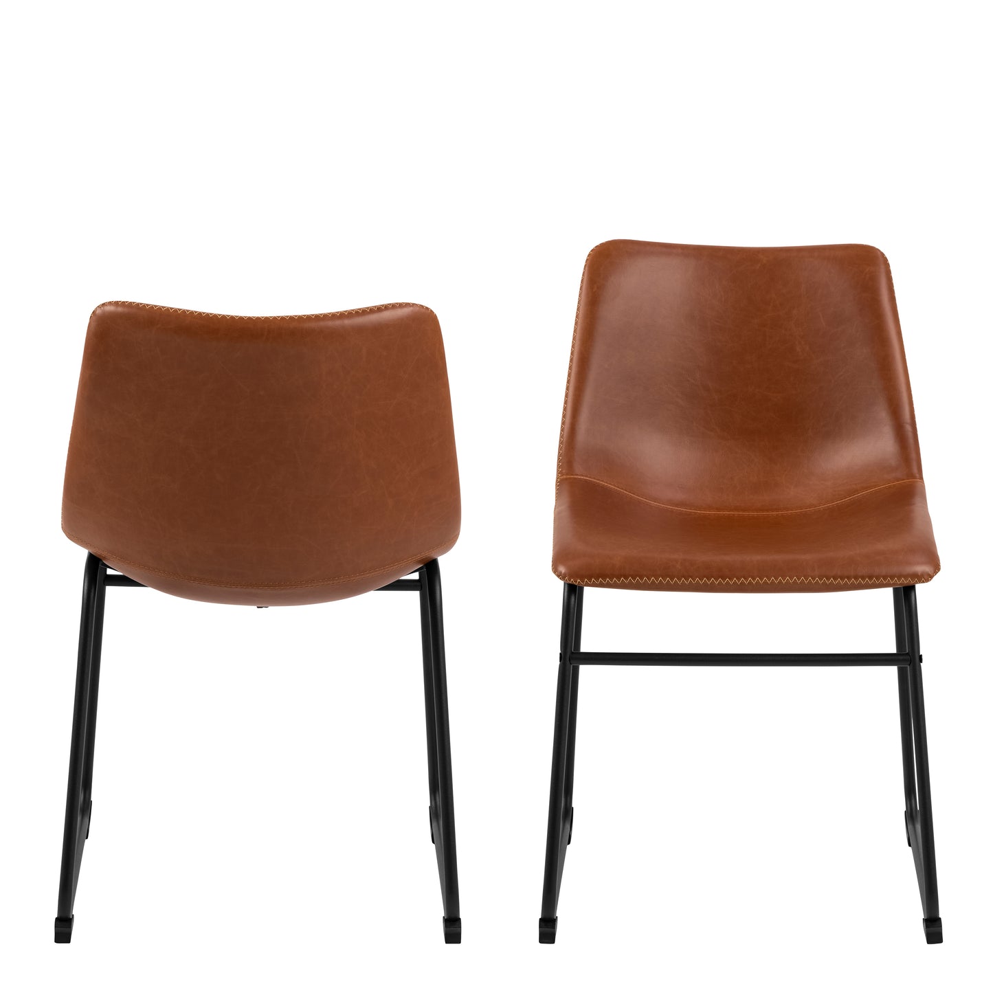 I_Oregon Dining Chair In Brown with Cream Stitching Set of 2.