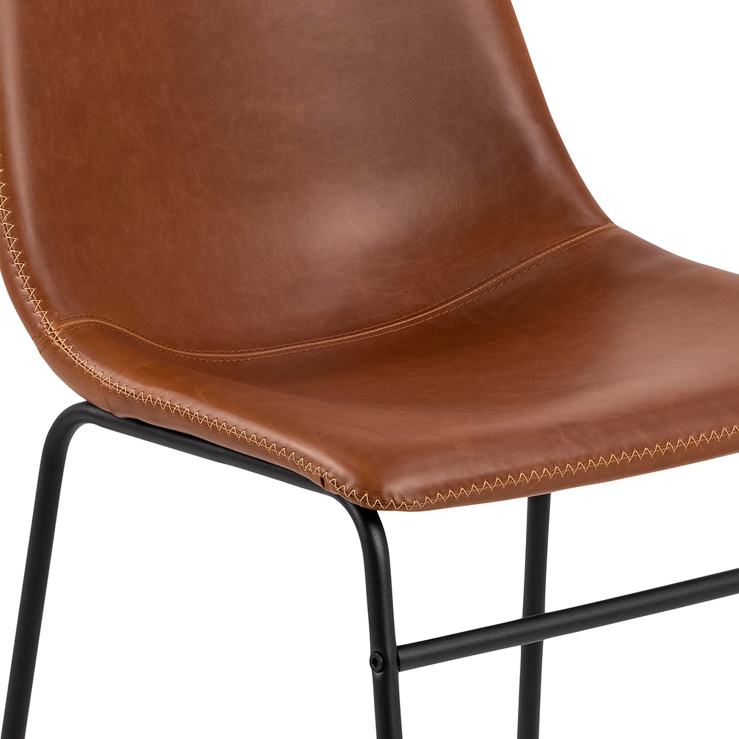 I_Oregon Dining Chair In Brown with Cream Stitching Set of 2.