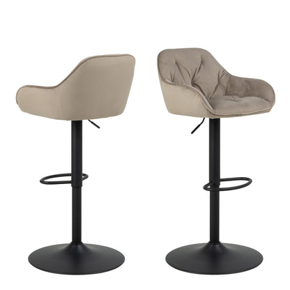 Brooke Swivel Bar Stool with Height Adjustable Function in Beige Set of 2