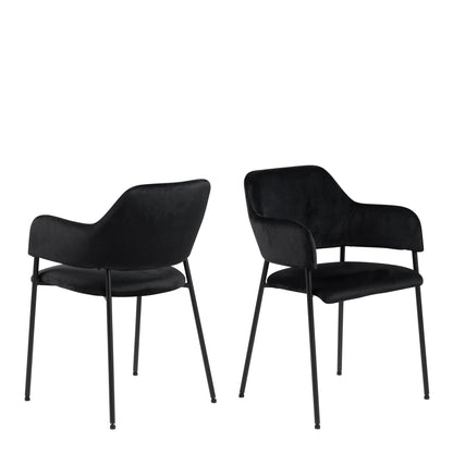 Lima Dining Chair with Armrest in Black Set of 2