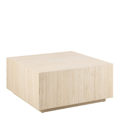 Dice Square Coffee Table in Light Travertine Effect 90x90x42cm