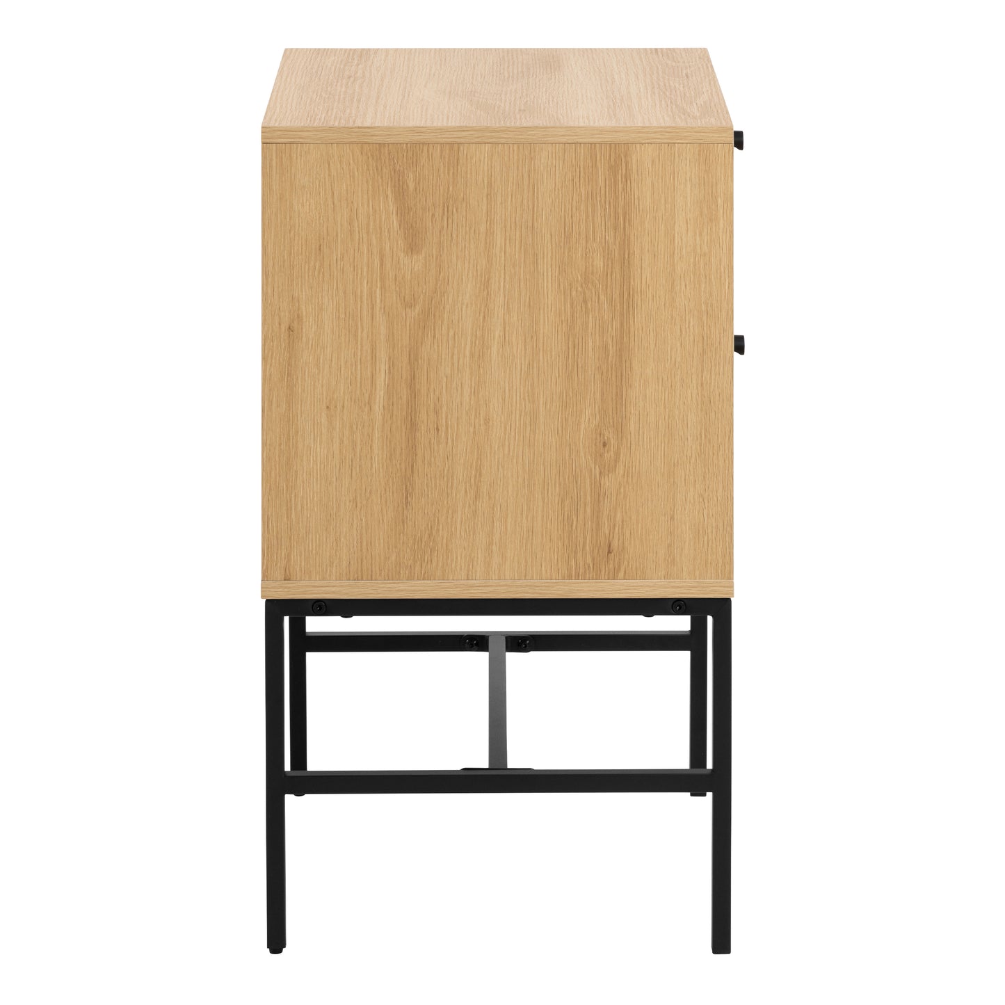 Albany 2 Drawer Bedside Table in Oak/Black Legs