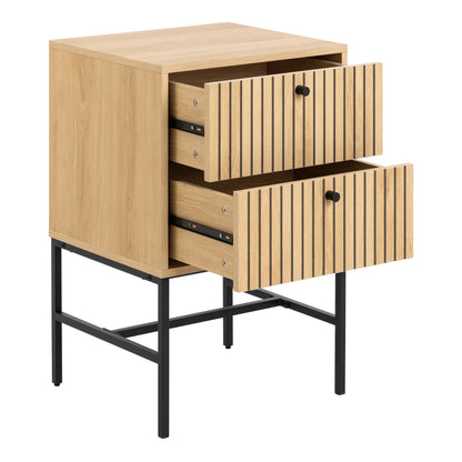 Albany 2 Drawer Bedside Table in Oak/Black Legs