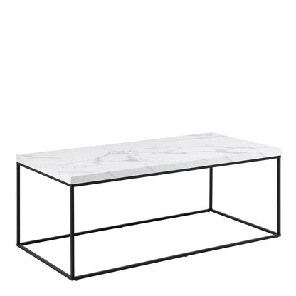 Barossa Coffee Table with White Marble Carrara Top & Black Steel Base 110x55x45cm