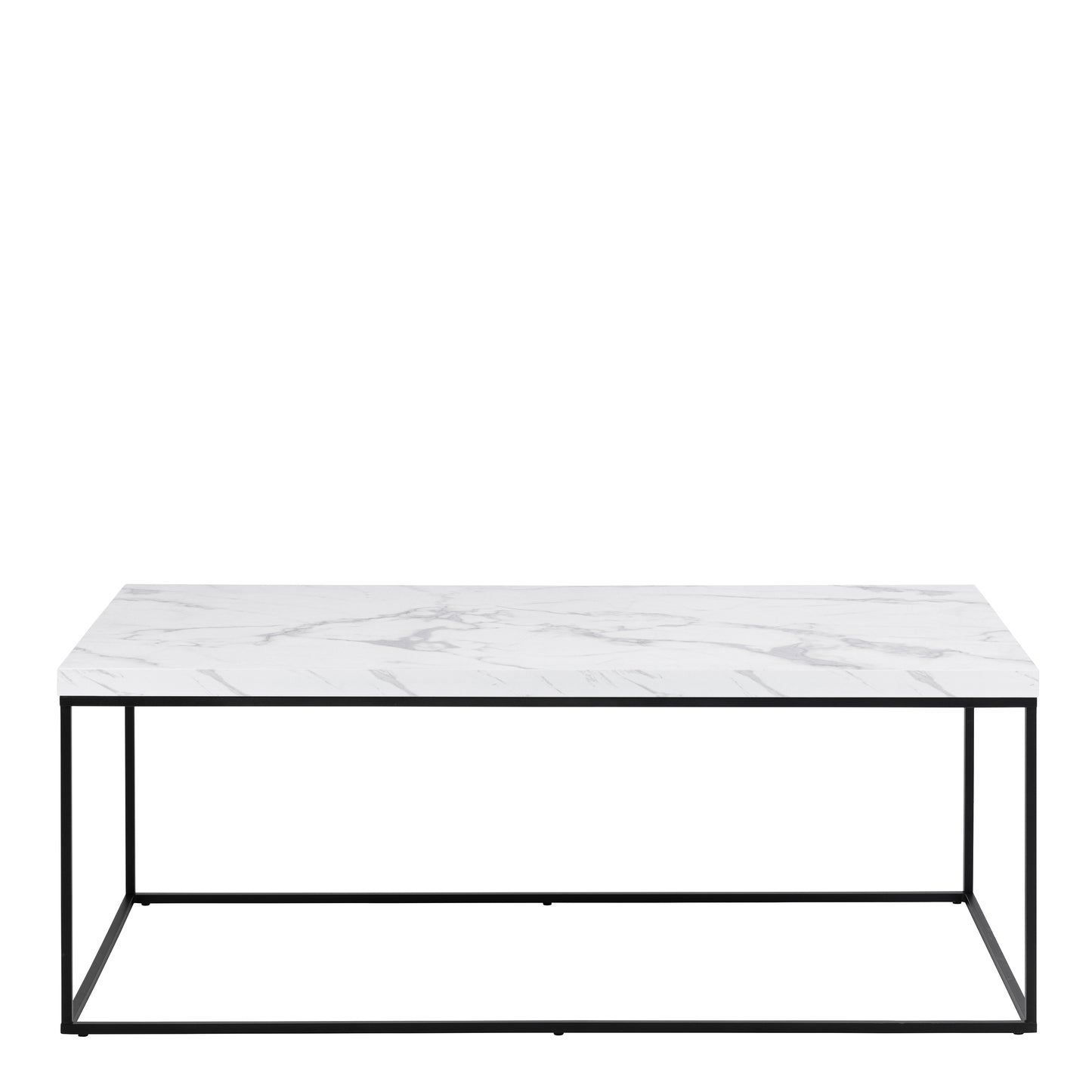 Barossa Coffee Table with White Marble Carrara Top & Black Steel Base 110x55x45cm